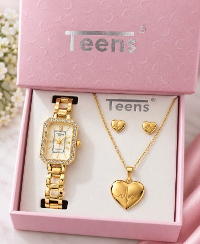 Set para Mujer: Reloj, Collar y Aretes