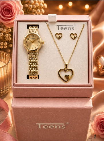Set para Mujer: Reloj, Collar y Aretes