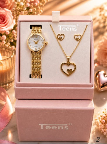 Set para Mujer: Reloj, Collar y Aretes